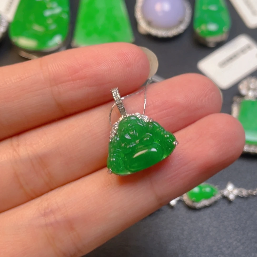 翡翠银S925镶嵌吊坠(不含链)