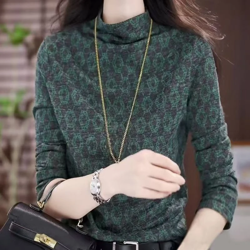 秋冬德绒女士亲肤气质保暖衫保暖搭子半高圆领-绿宝石