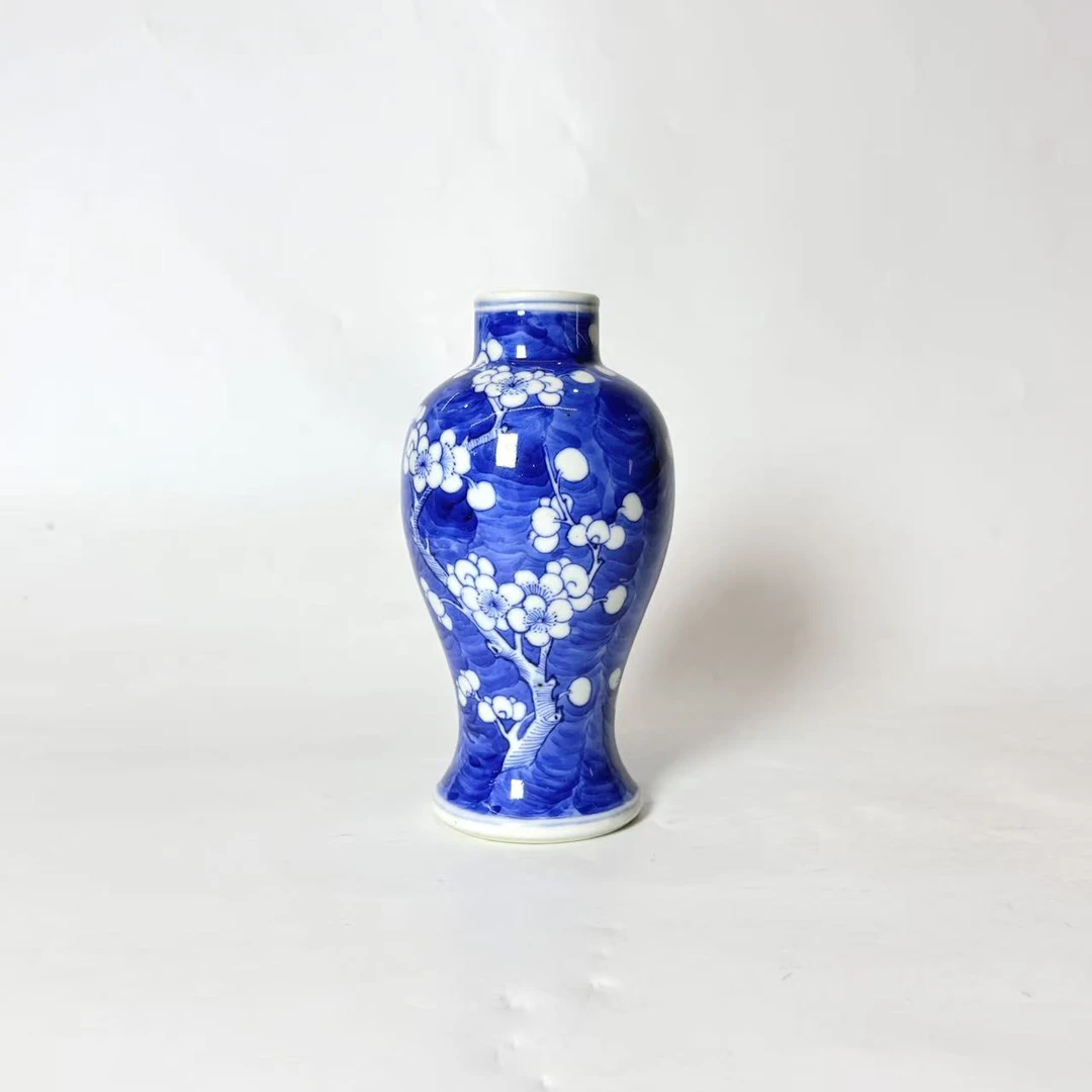 JM406清晚期-青花冰梅鸡腿瓶【古董拍卖】