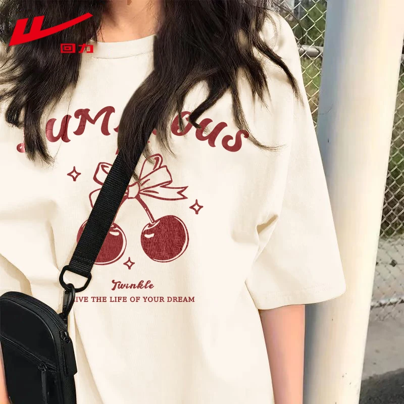 回力甜妹短袖t恤夏季新款学生纯棉舒适亲肤圆领半袖洋气衣服女士