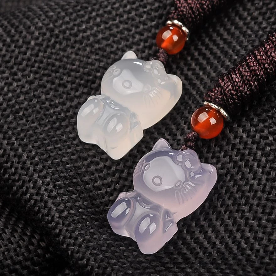 新品巴西玛瑙 天然玛瑙玉髓hello kitty凯蒂猫挂件吊坠多样性发货