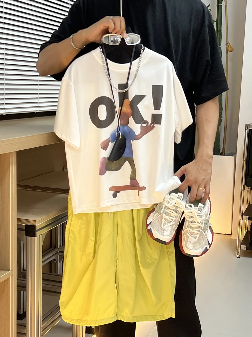 NanMeng自制-2025ss【OKK】男女童夏季时尚宽松潮流短袖OKT恤