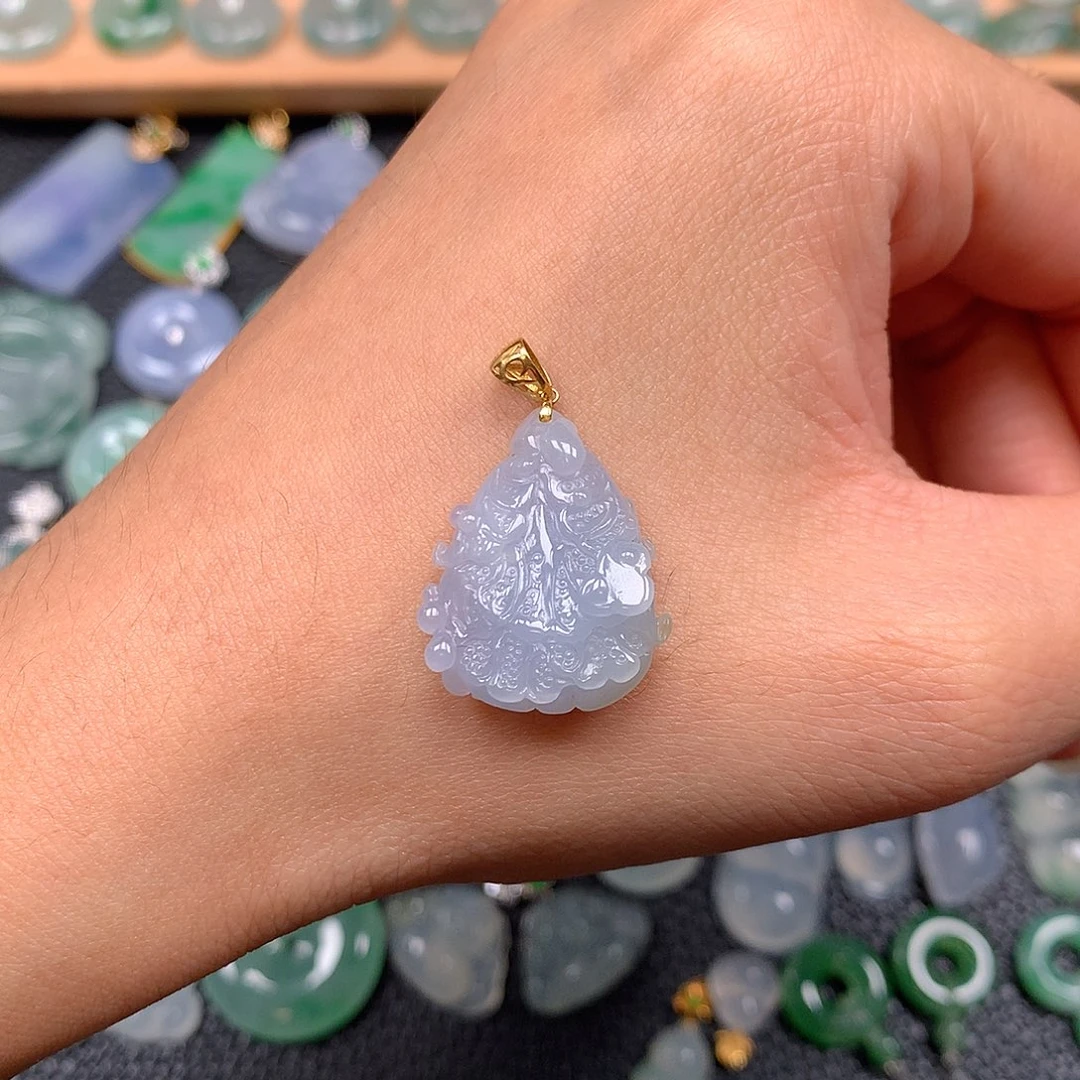 吊坠(赠链)18K金镶嵌翡翠