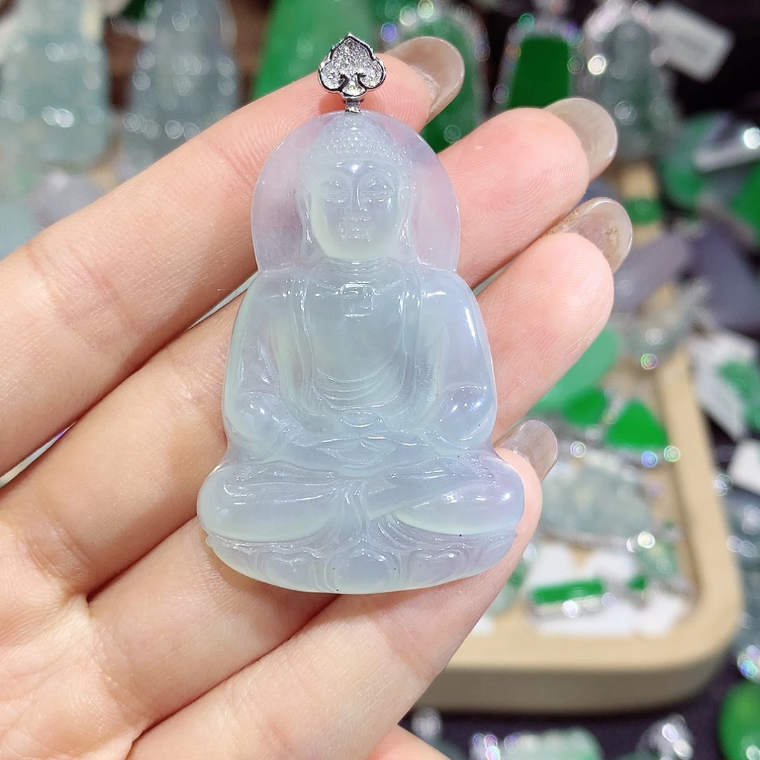 翡翠18K金镶嵌颈饰如来