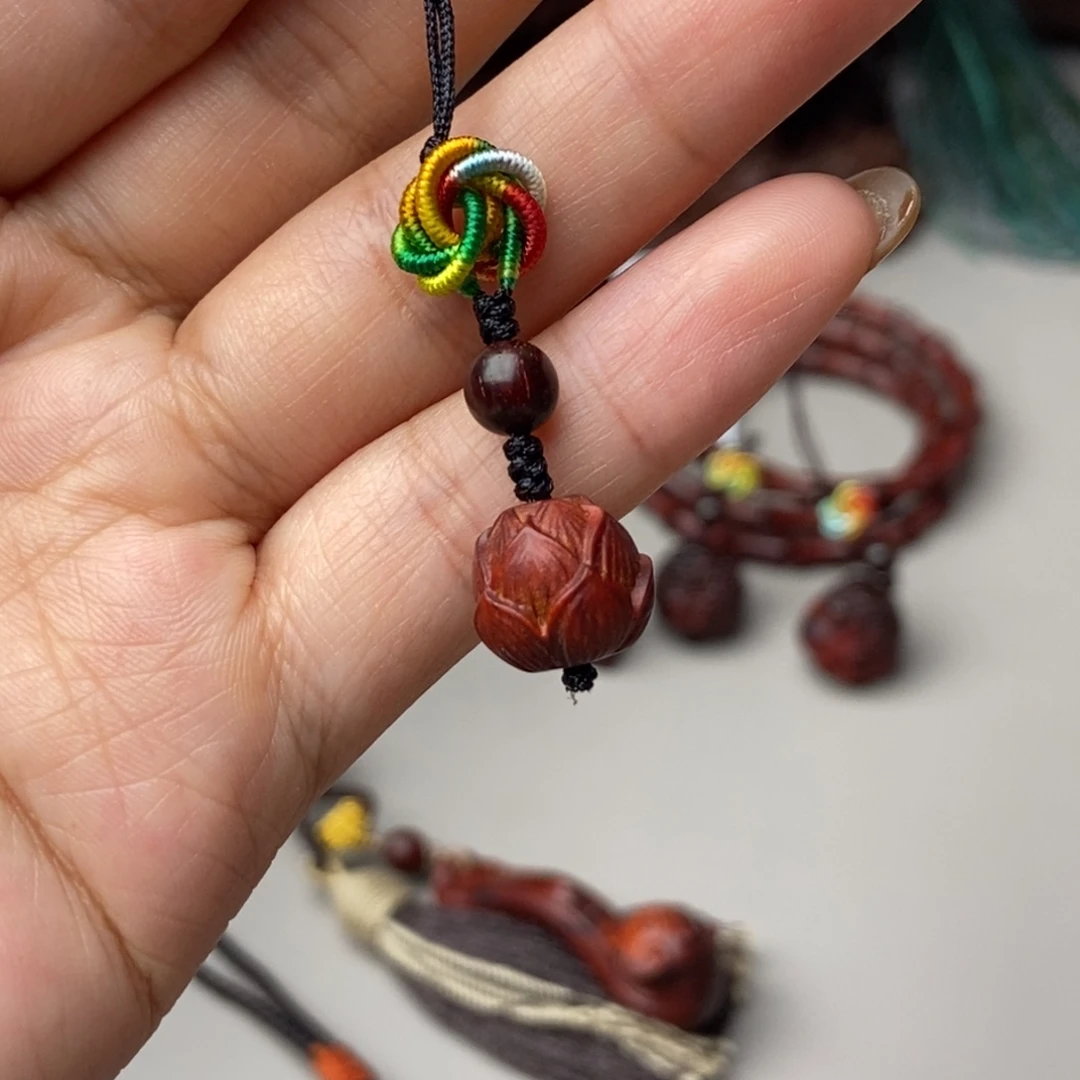 手串/手链小叶紫檀莲花单珠手机挂