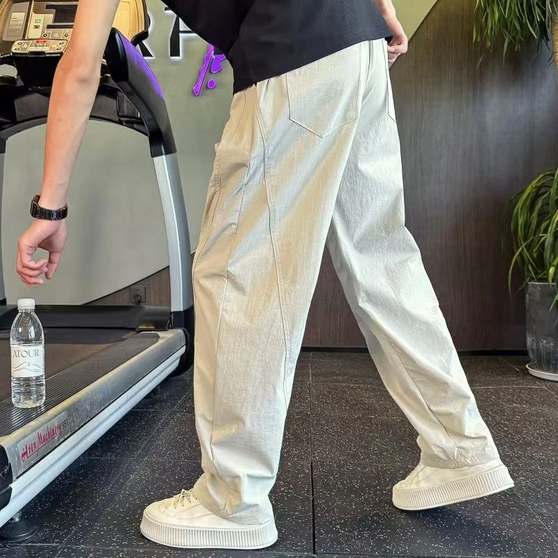 夏季薄款潮流韩版宽松哈伦阔腿裤大码青年男士高级美式休闲直筒裤