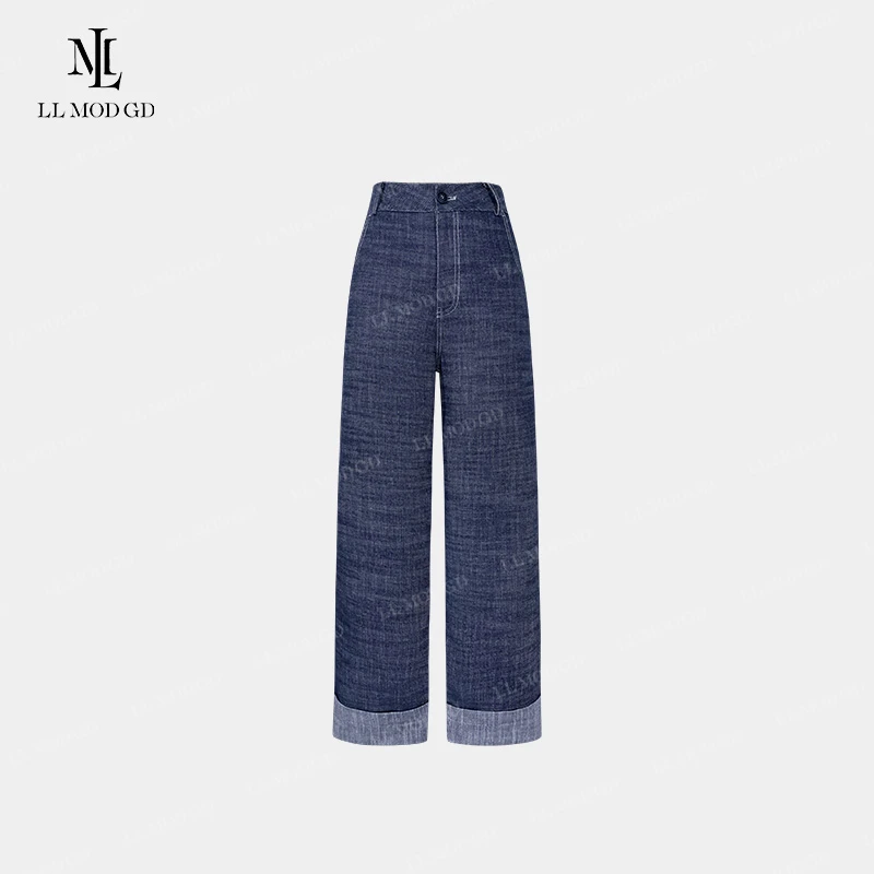 裤住春风 复古时髦固定翻边裤脚柔软轻薄棉麻九分直筒裤YL-261717