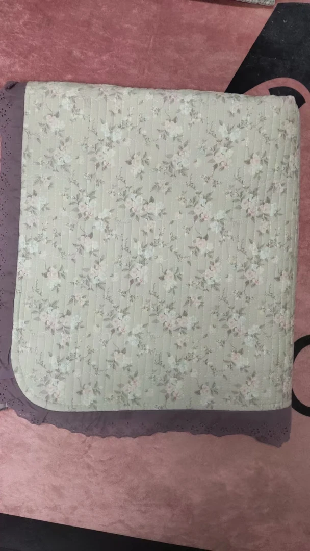 【花边款紫花】A类双面加厚绗缝透气柔软防滑水洗四季通用床盖