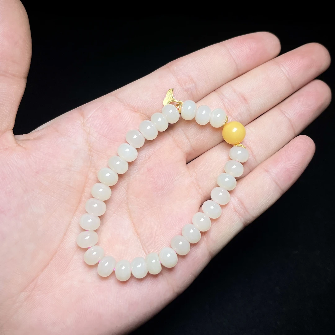 和田玉手串-石惑珠宝^和田玉手串约6*8mm