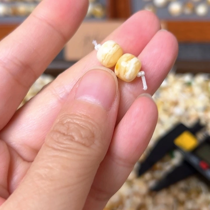 蜜蜡未镶嵌裸石8.6mm一对