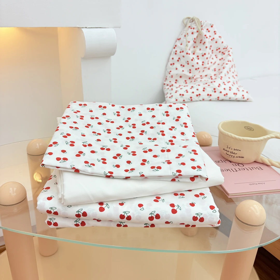 花西夫人·全棉斜纹ins印花小清新纯棉三件套四件套甜美樱桃啵啵