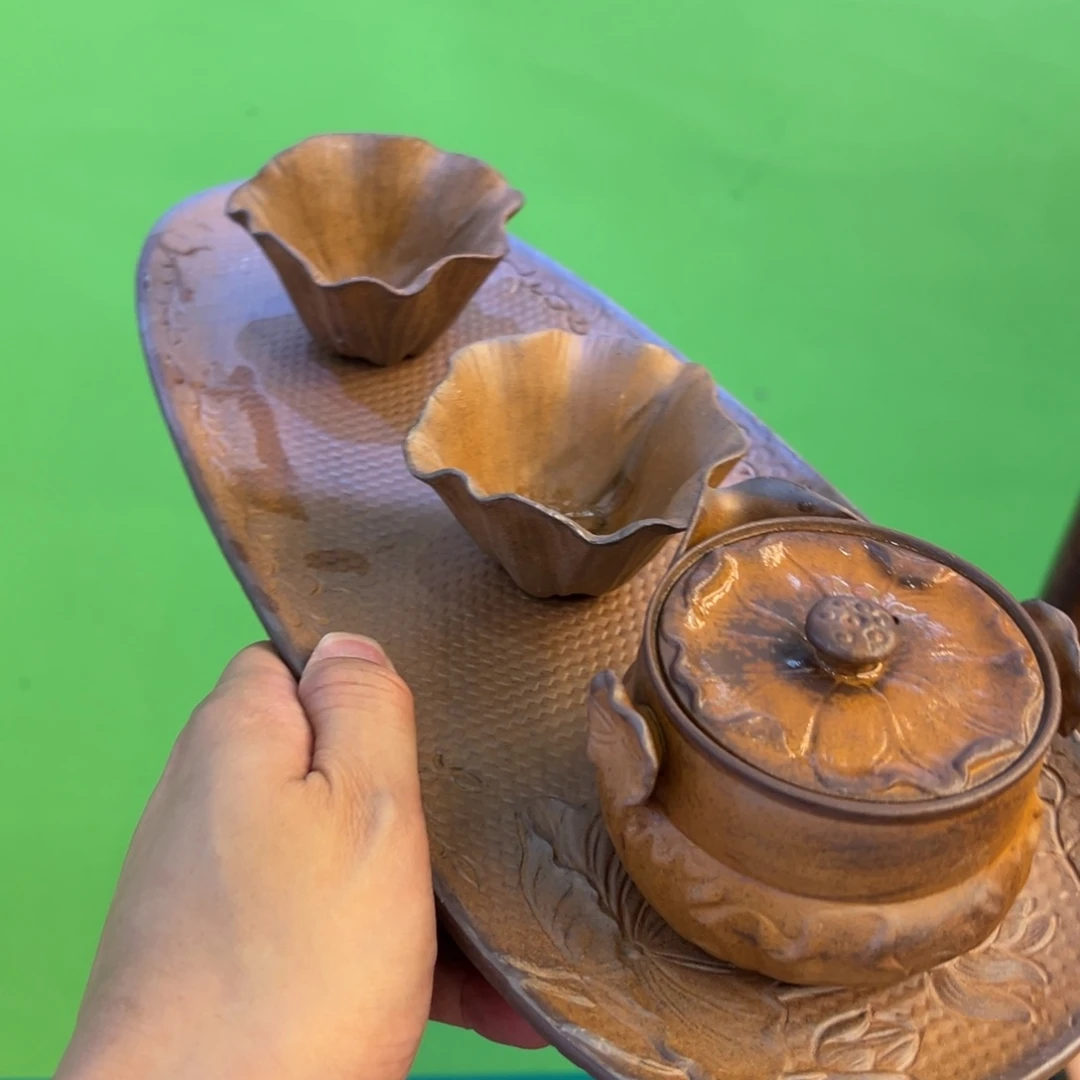 复古风格老陶泥系列茶盘茶具摆件的