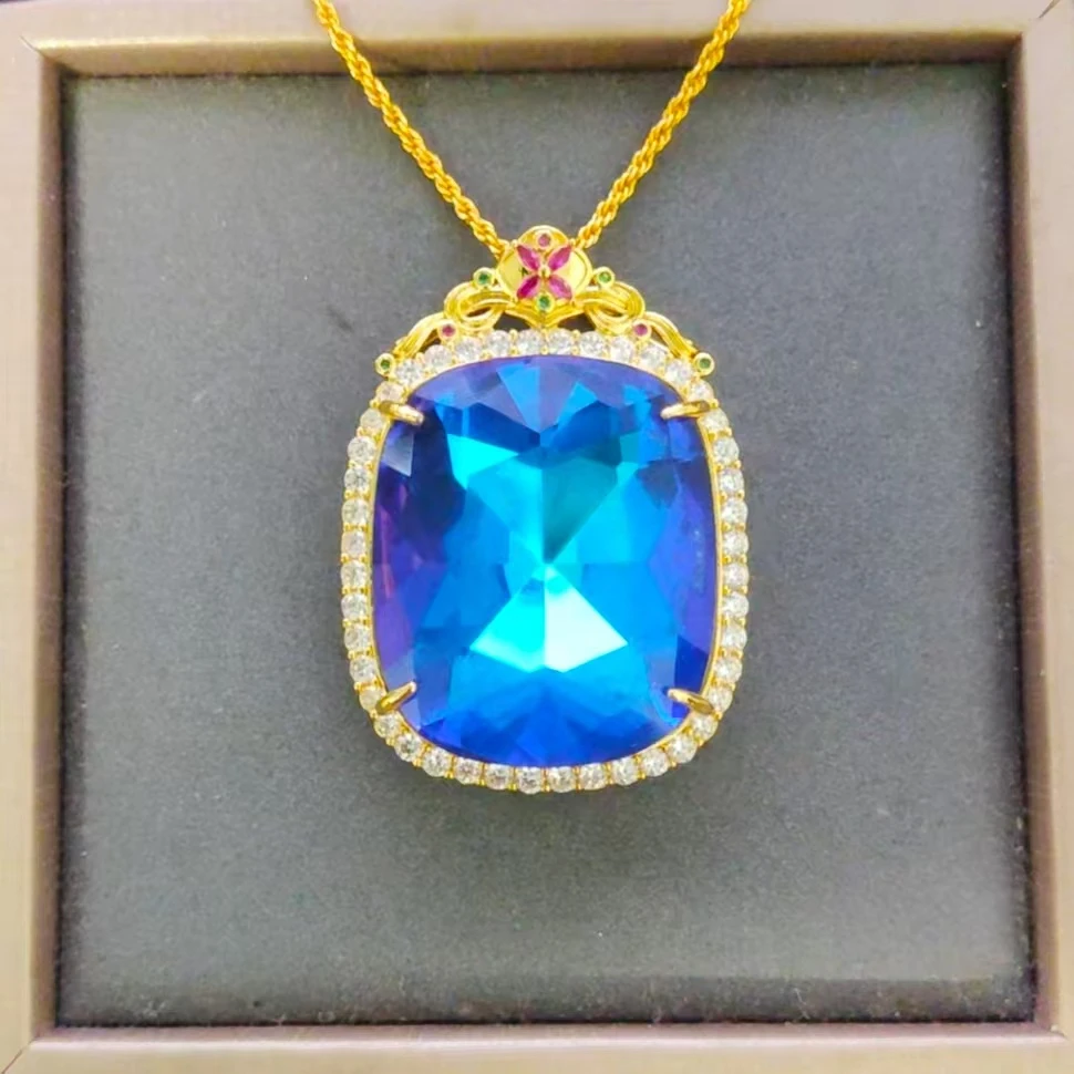 私人定制 典藏美丽首饰精美豪镶蓝吊坠 LS（赠链）