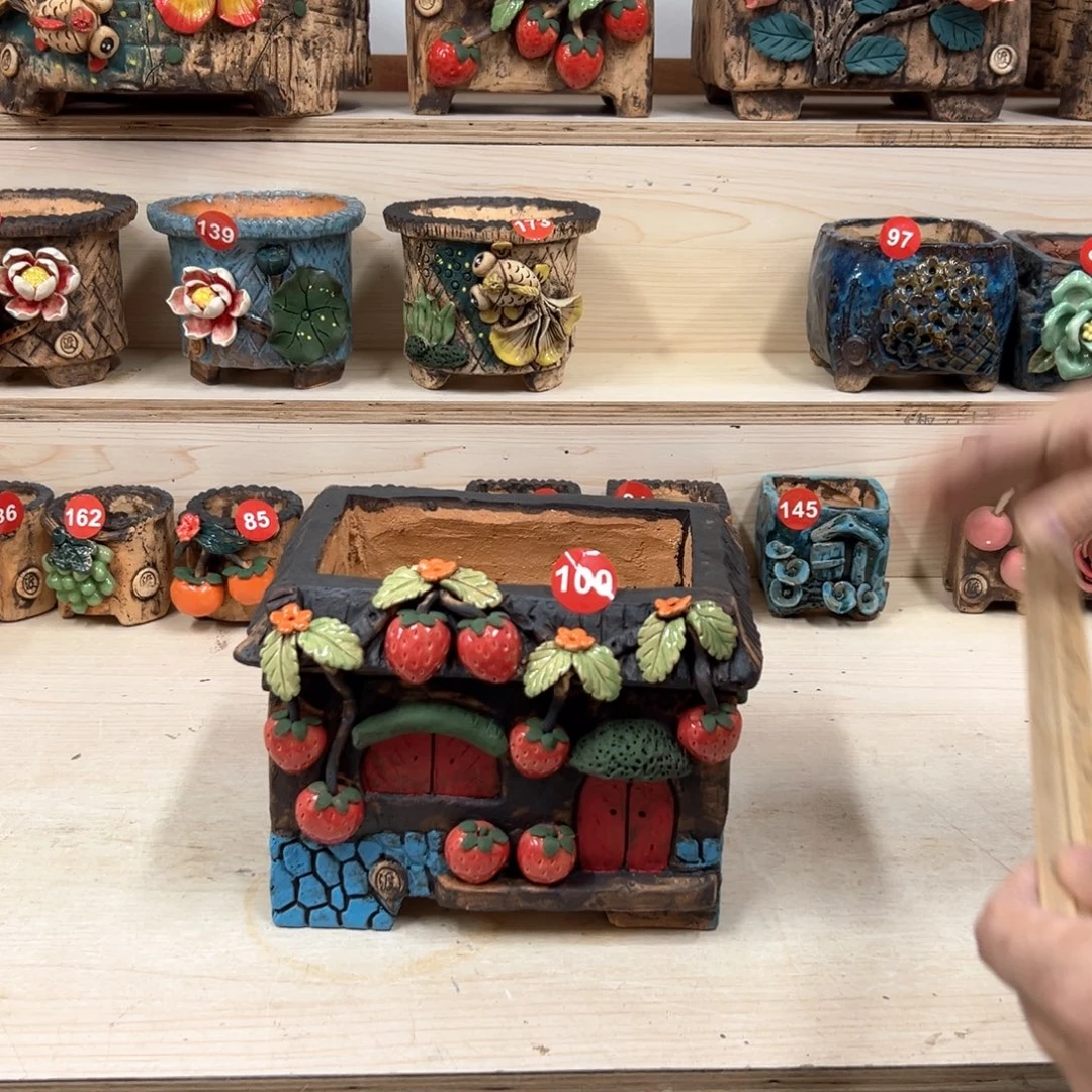 紫砂花盆100号内口'18×13外高16