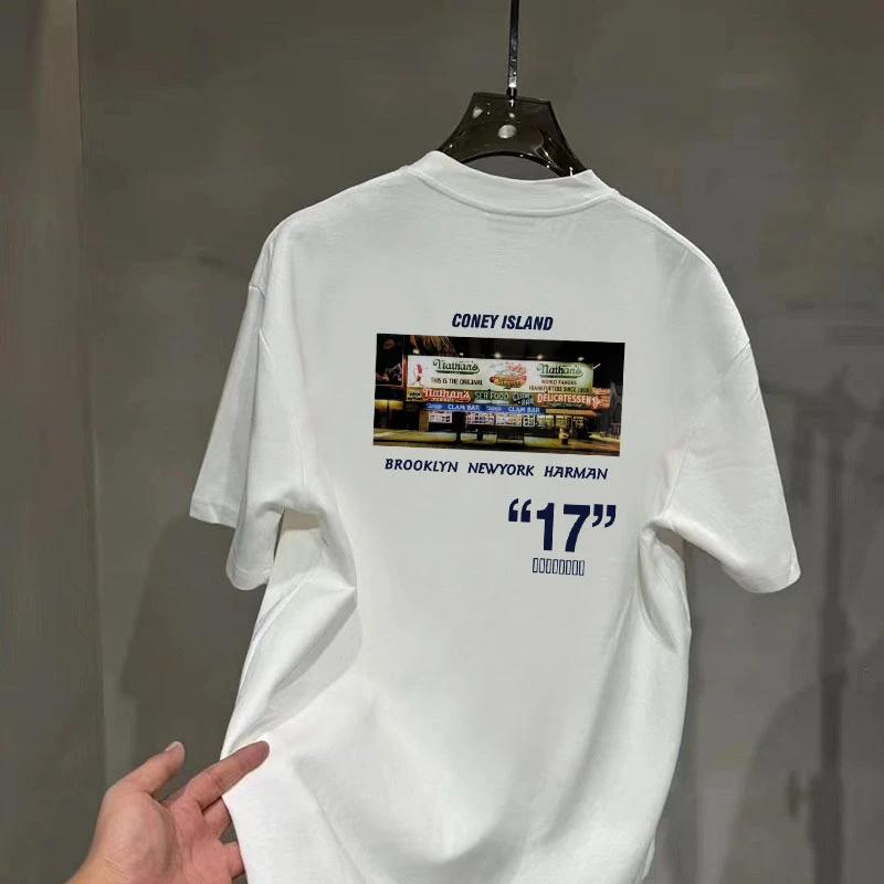 纯棉小众ins潮字母印花男短袖t恤夏季设计感宽松款半袖ins上衣服