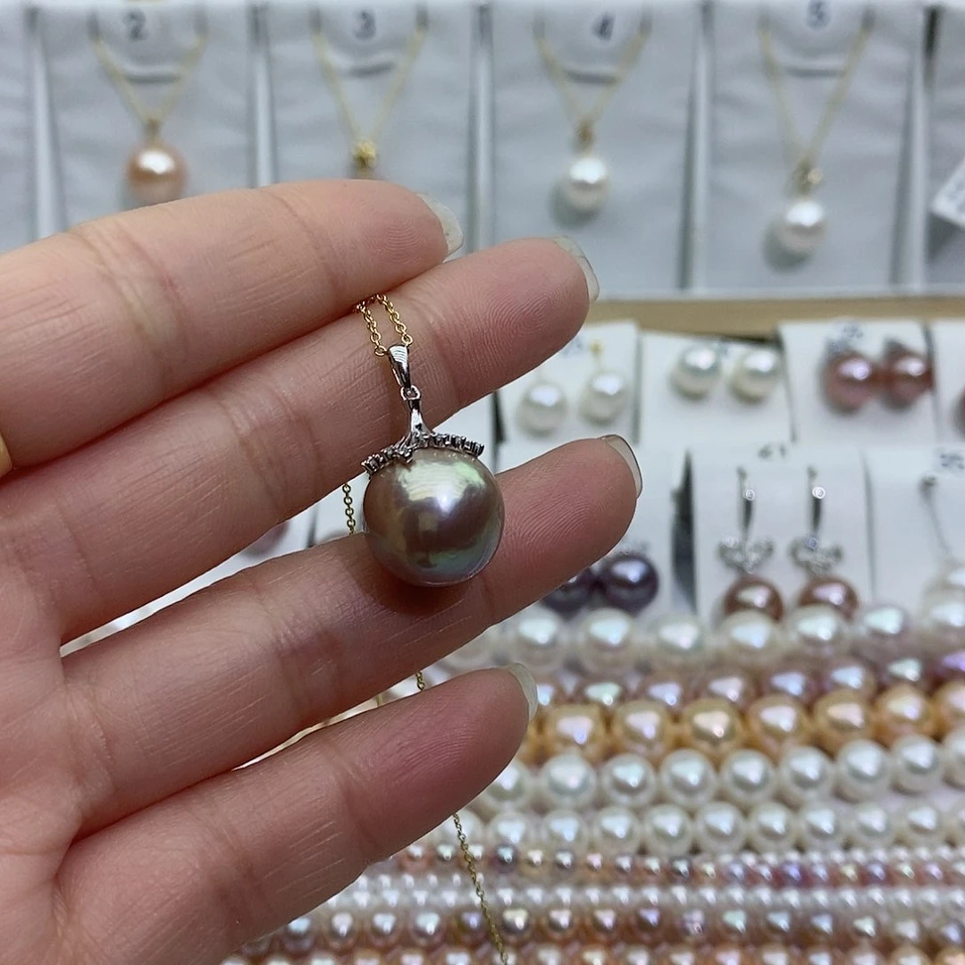 淡水珍珠吊坠(赠链)银S925镶嵌