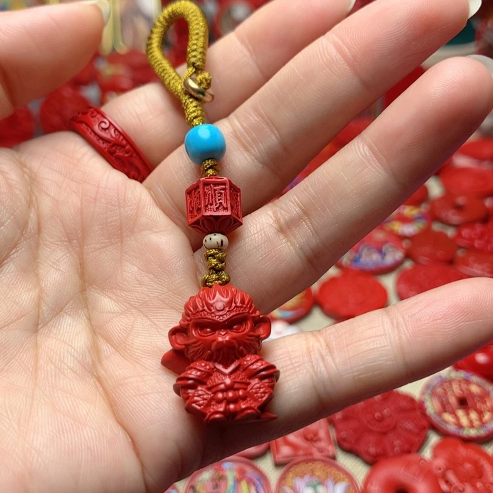 天然辰砂工艺品朱砂钥匙扣