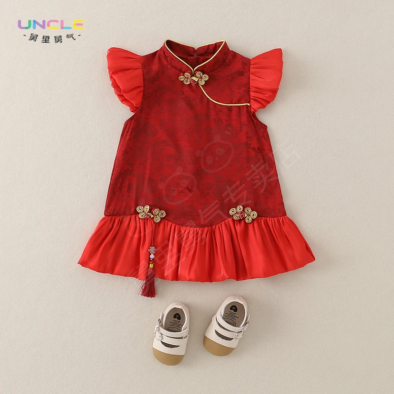 女童夏季2025新款宝宝周岁礼服中国风儿童夏装连衣裙洋气复古潮款
