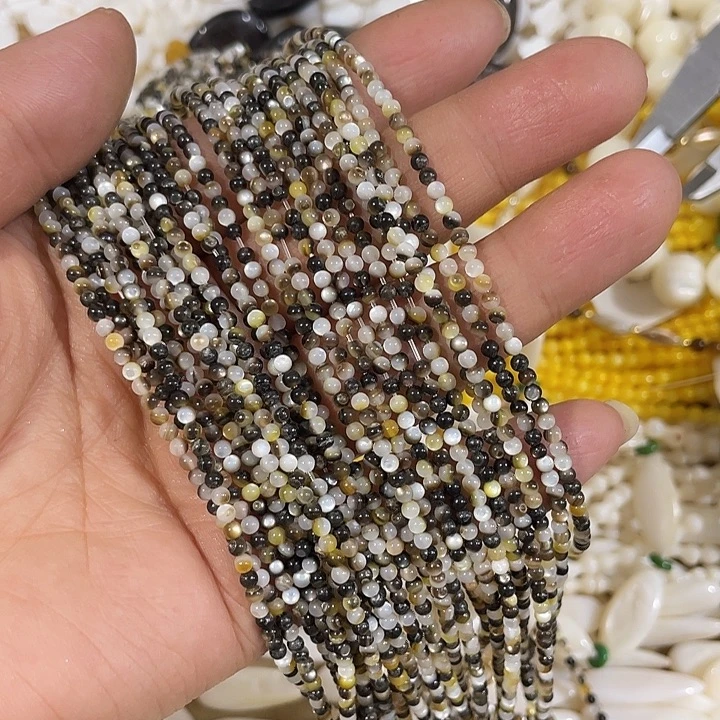 玛瑙/玉髓合金珠宝半成品2mm2条天然黑蝶贝