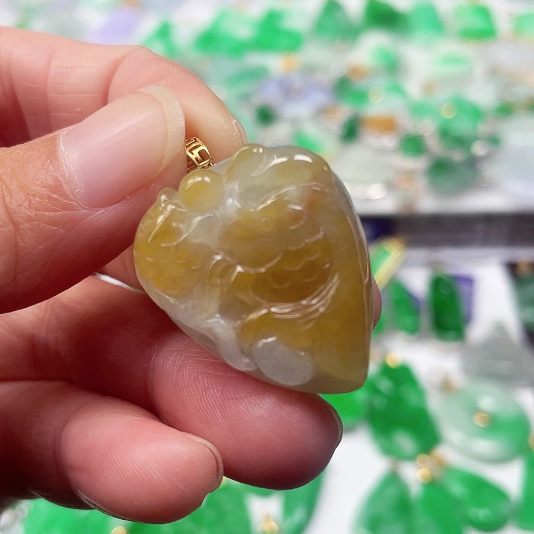 吊坠(不含链)18K金镶嵌翡翠