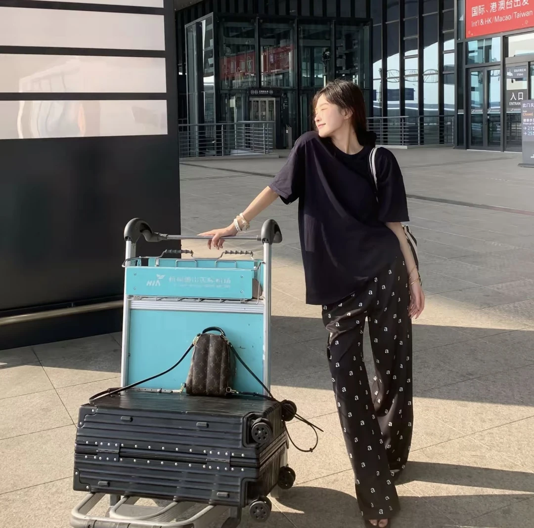 [藏青max]莱赛尔宽松显瘦纯色T恤夏季设计感时间简约休闲短袖上衣