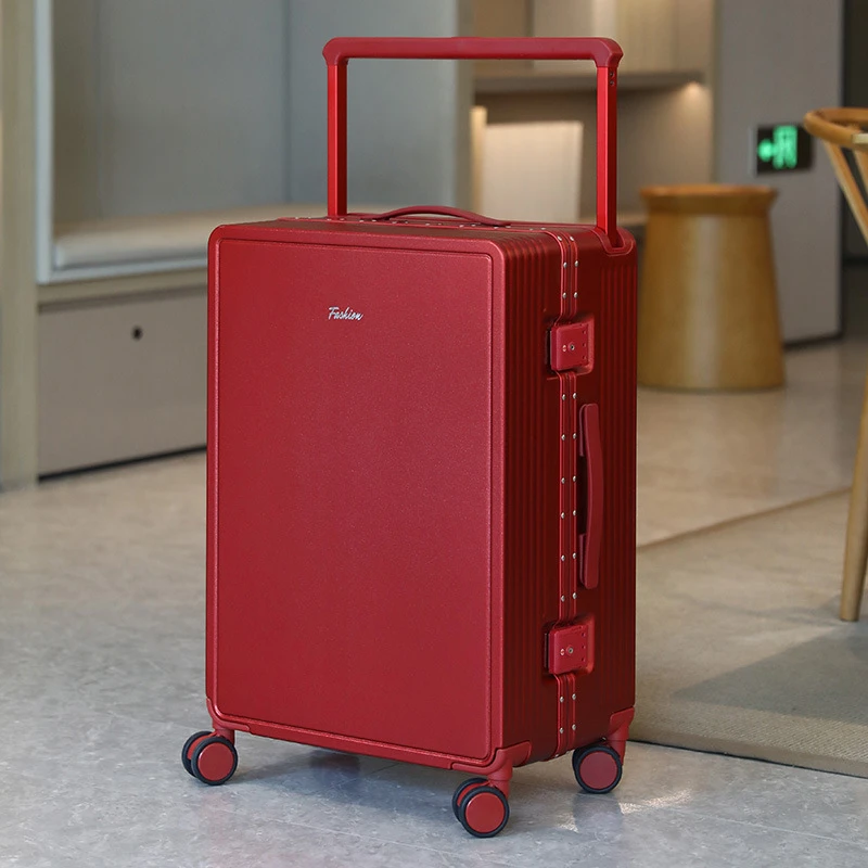 高颜值宽拉杆行李箱时尚万向轮旅行箱男女通用学生耐用铝框拉杆箱