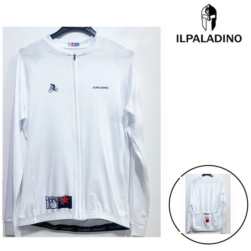 SQ 37【白色红星牛奶丝长袖男士】ILPALADINO专业版骑行服高弹户外