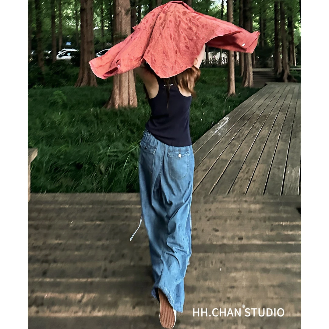 HH.CHAN“氢气牛仔”100%棉定制水洗松紧显瘦直筒牛仔裤HH52T37688