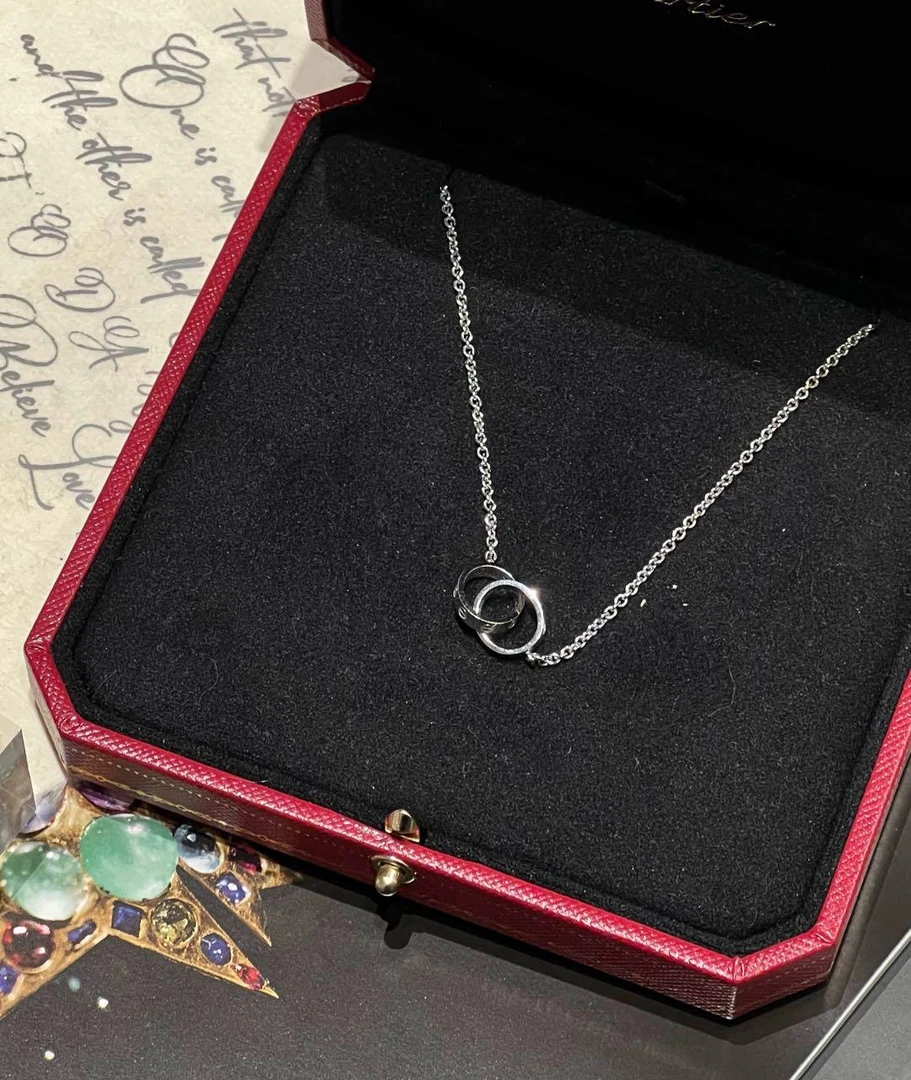3645 Cartier 银色 love 双环项链 项链/吊坠