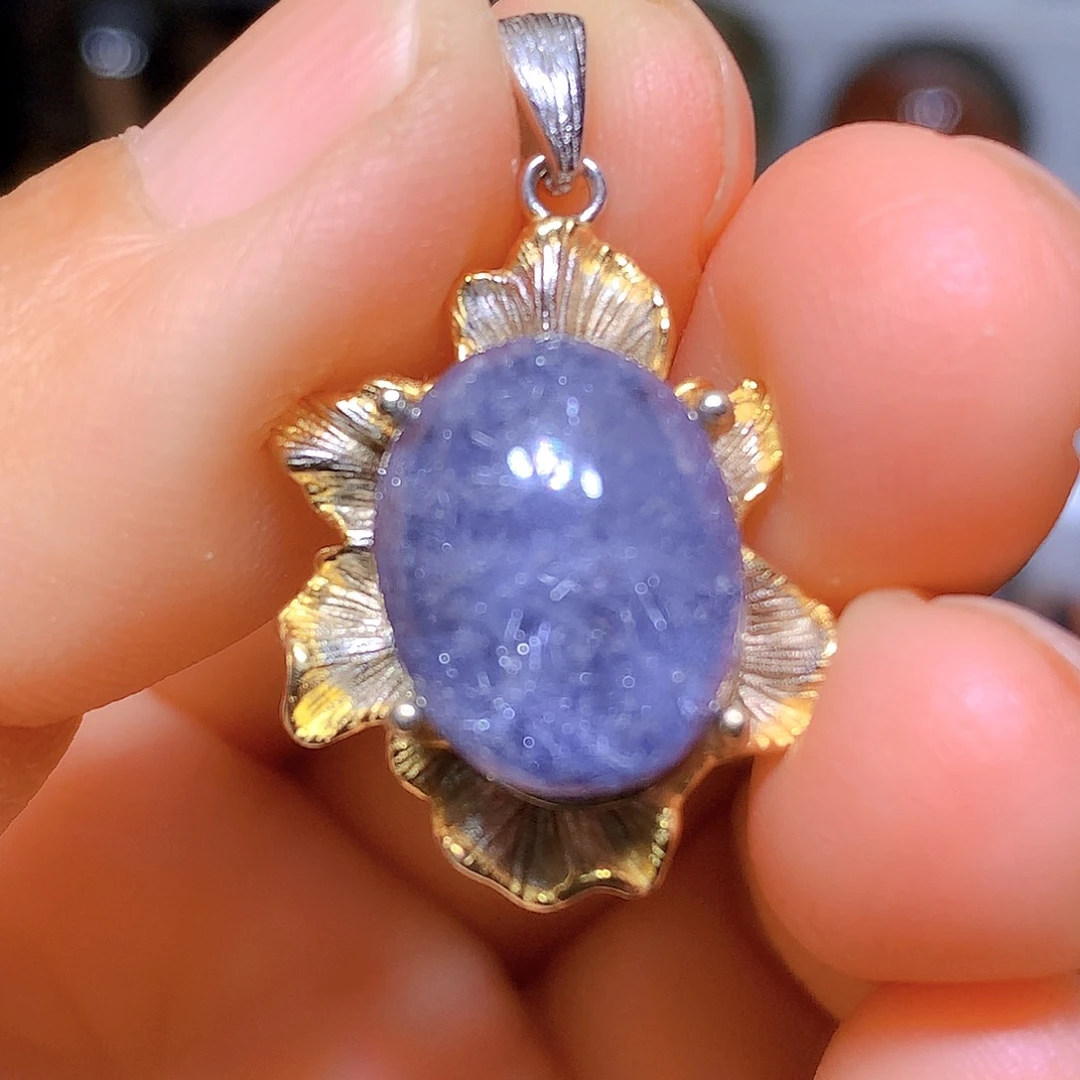 水晶吊坠银S925镀金镶嵌天然水晶