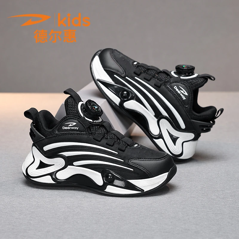 德尔惠男童鞋篮球鞋2025新款秋季儿童皮面跑步运动鞋男孩子跑步鞋