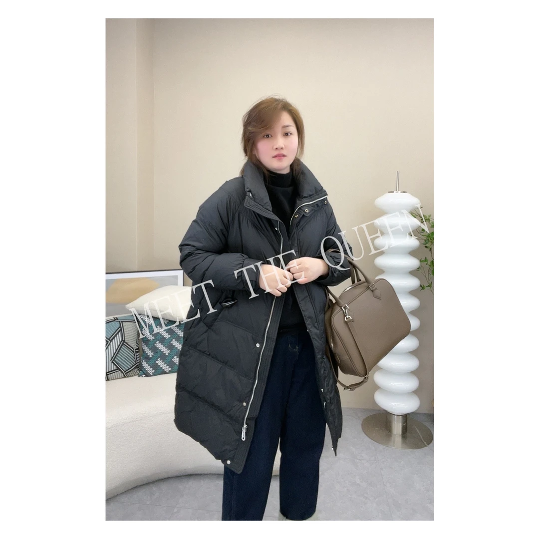 韩版休闲百搭显瘦保暖白鸭绒中长款羽绒服女