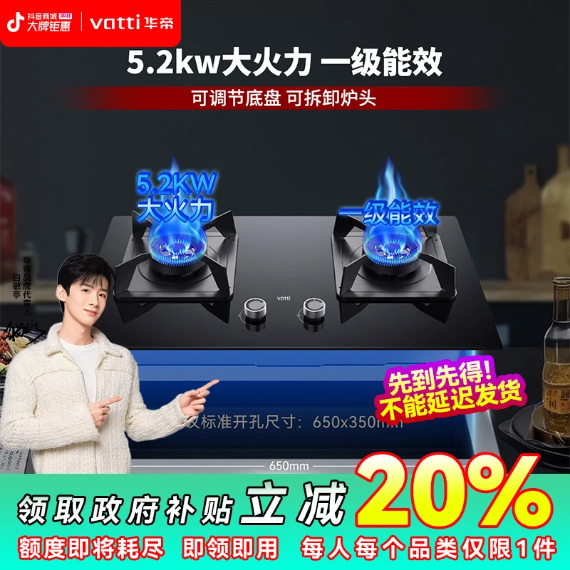 【电器国补20%】江 i10075B燃气灶5.2kw双灶天然气猛火灶具可拆卸