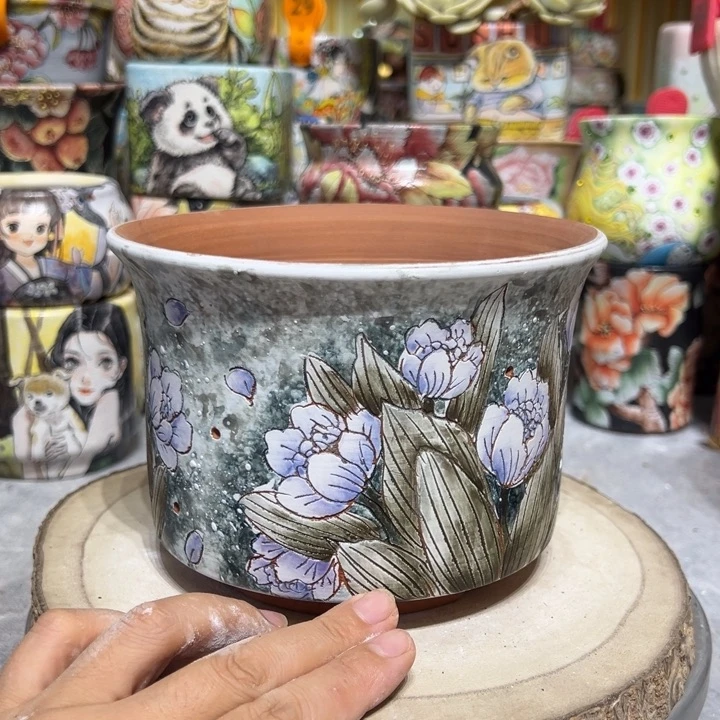 景德镇红陶精品手绘陶瓷