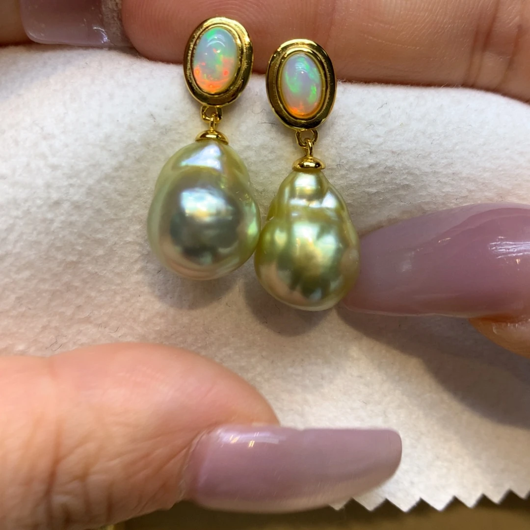 银S925镶嵌耳饰海水珍珠