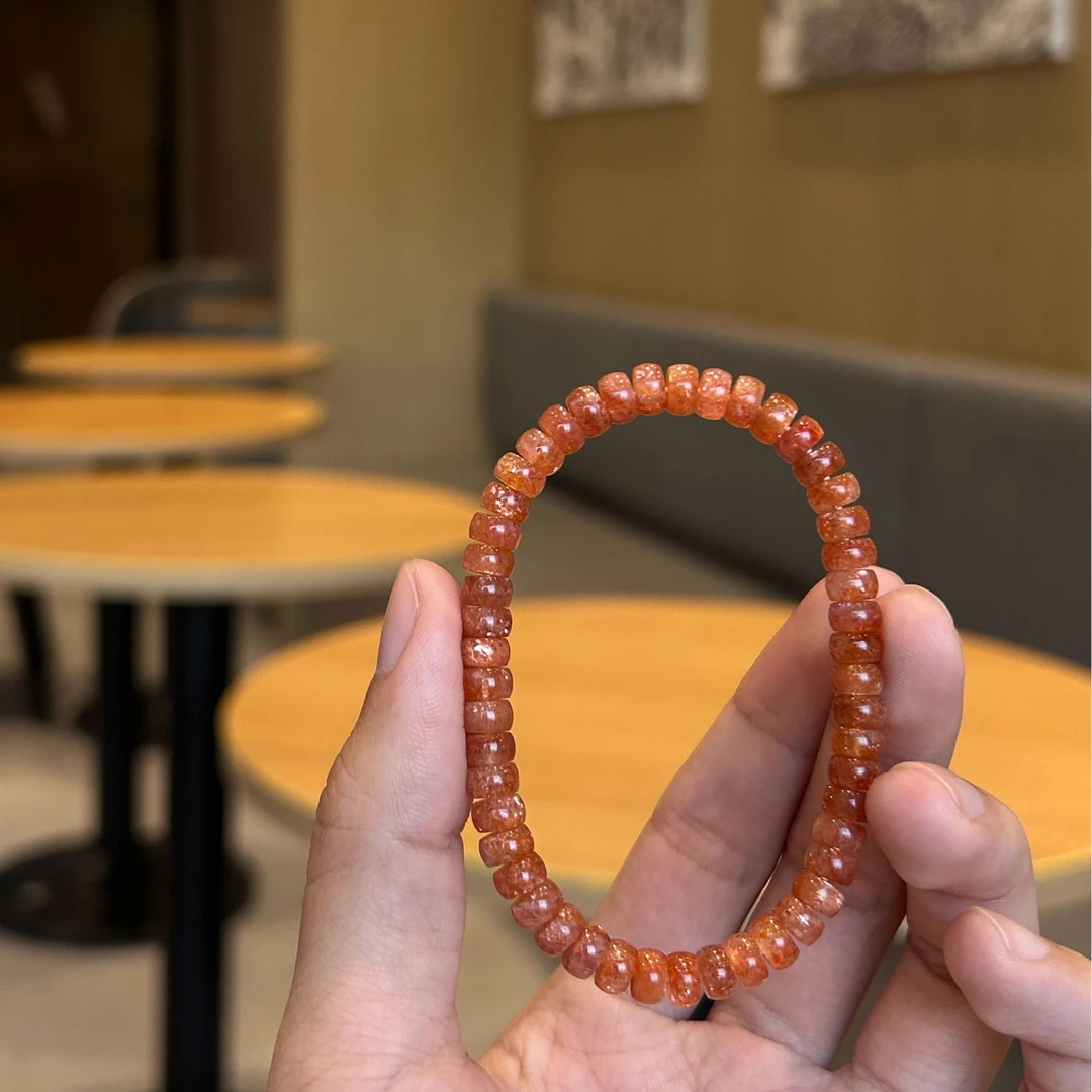 【晶缘聚】天然金太阳日光石满金沙精工算盘珠手串百搭高级时尚手链