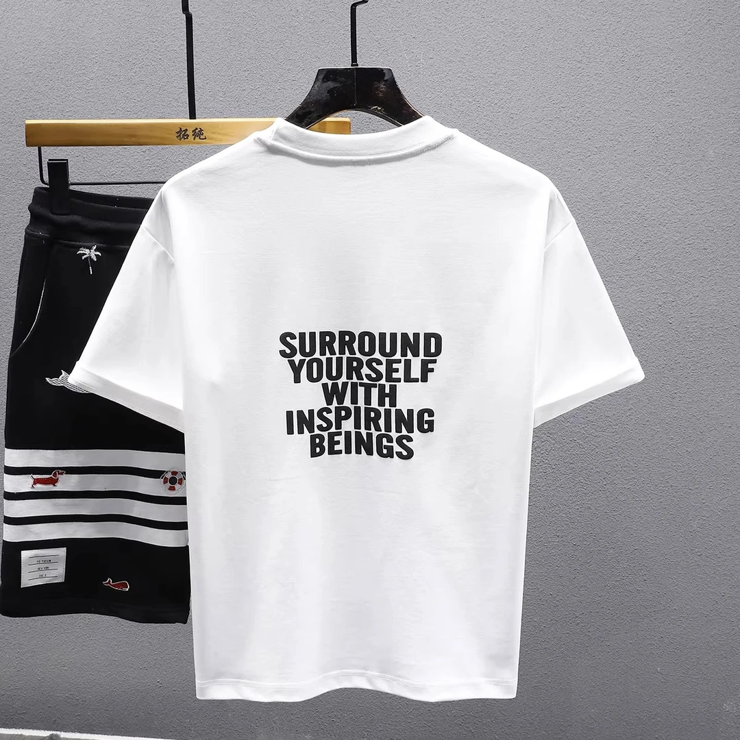 Cebrodz高端印花T恤男2025年夏季薄款透气五分袖宽松短袖体恤男