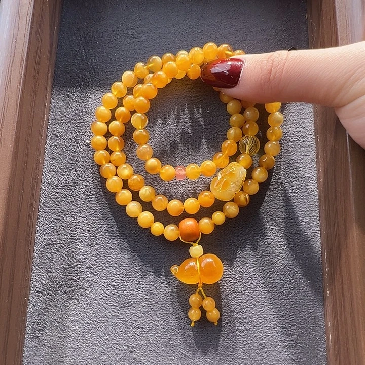 蜜蜡未镶嵌手串6.7mm蜜蜡手串