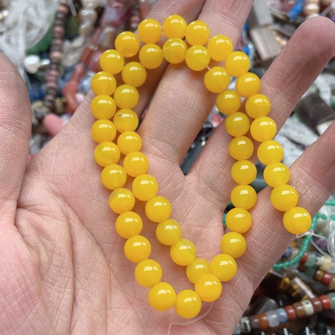 玛瑙/玉髓合金珠宝半成品一条8mm鸡油黄玛瑙
