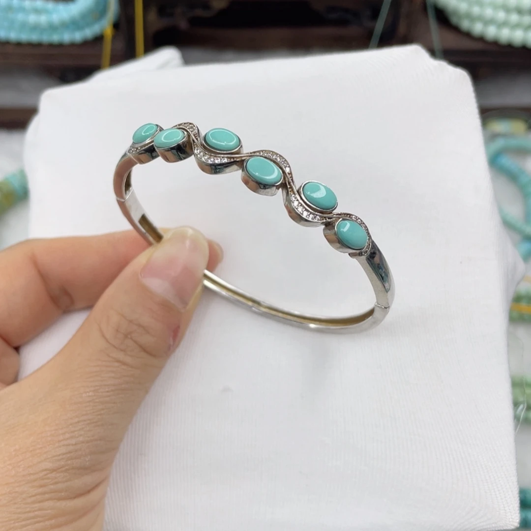 绿松石银S925镶嵌颈饰