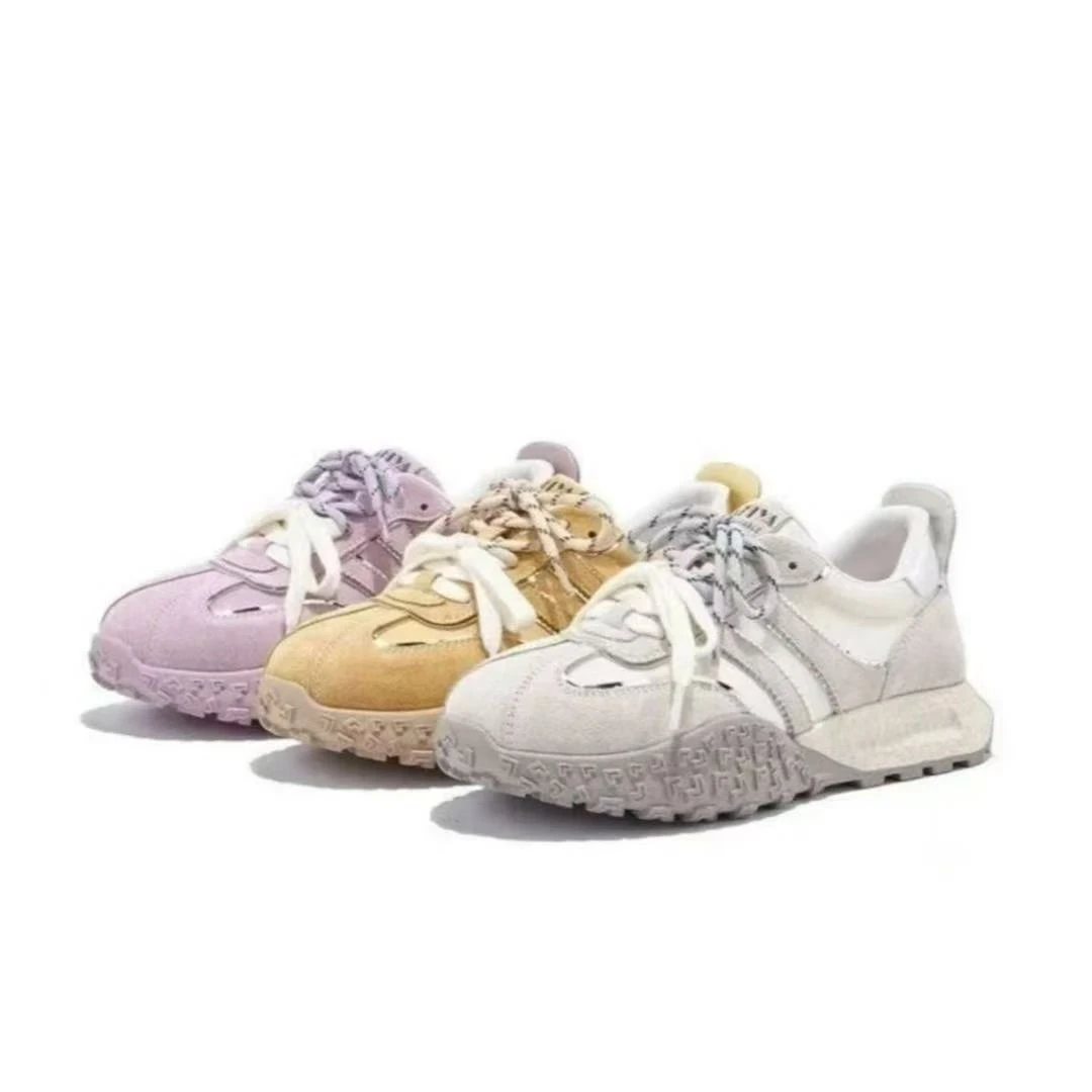 紫色阿甘德训鞋女 2025春秋新款厚底内增高运动休闲老爹鞋