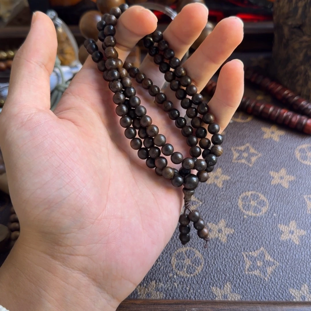 南***约檀香木手串/手链0.6*108阴沉沉水焦糖百年