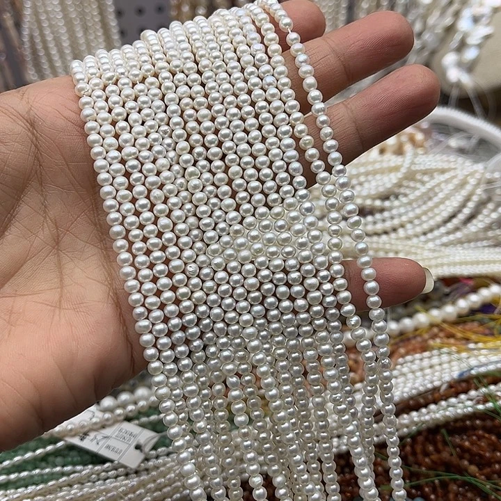 玛瑙/玉髓未镶嵌珠宝半成品一条3.5mm极光珍珠