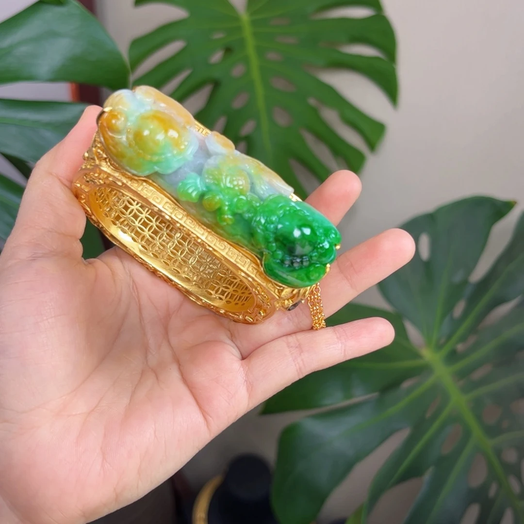 【闪购商品】翡翠手镯银S925镀金镶嵌 福利