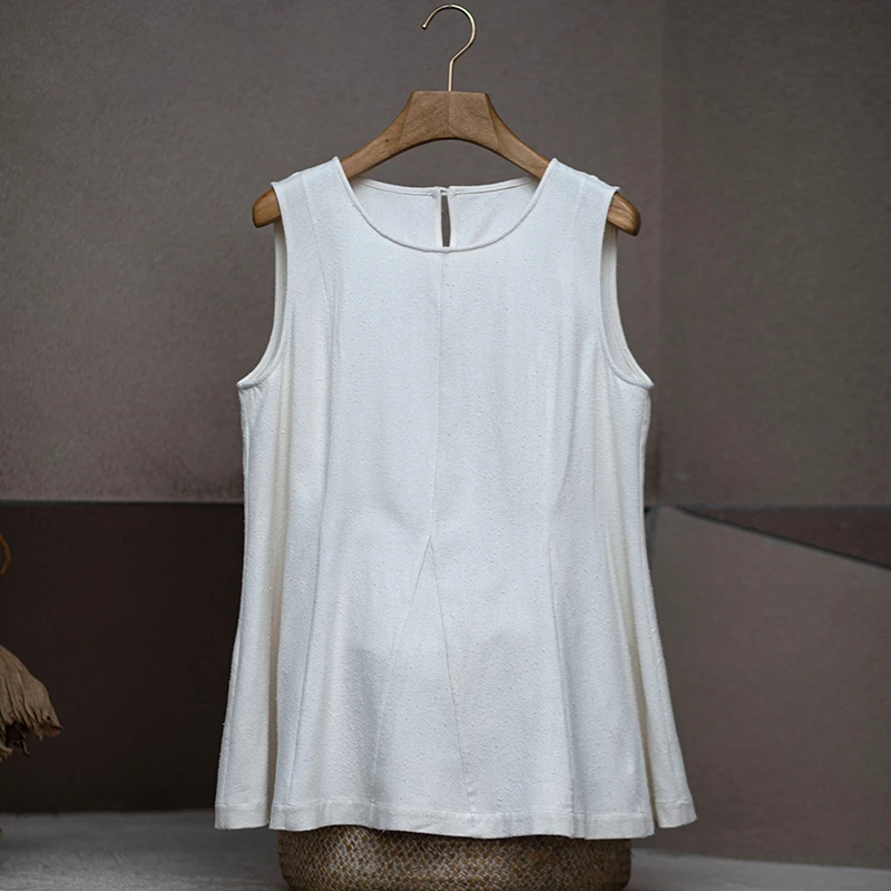 youyuansu/幽元素原创女装白色夏季宽松纯色无袖上衣