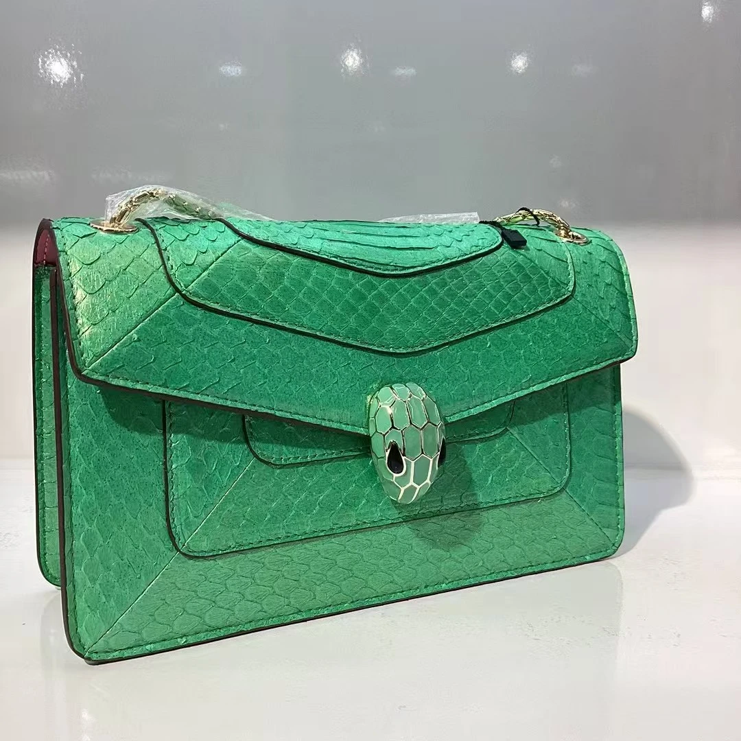 大麦定制单肩包（5013蛇皮中号闪绿色）