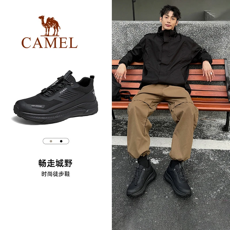 骆驼男鞋2025春季新款缓震防滑厚底时尚户外网面慢跑休闲运动鞋男