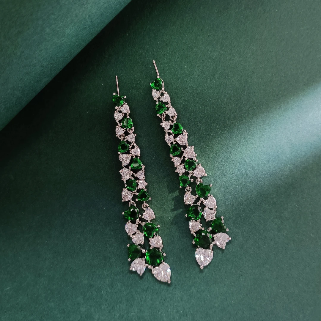 铜合金合成锆石耳饰 WYSX-003041 【春枝晨曦】 耳环气质时尚欧美