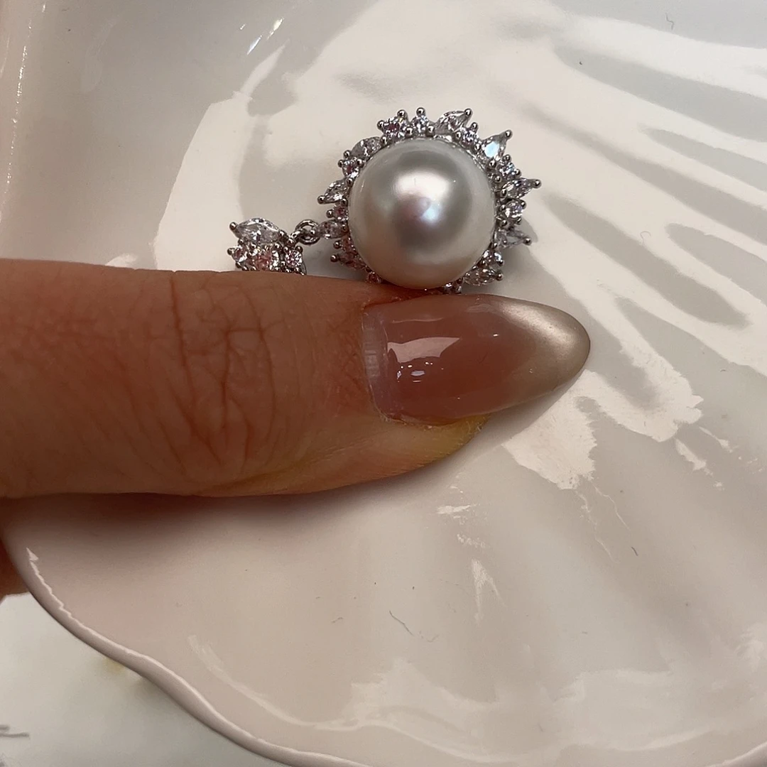 海水珍珠银S925镶嵌吊坠(不含链)