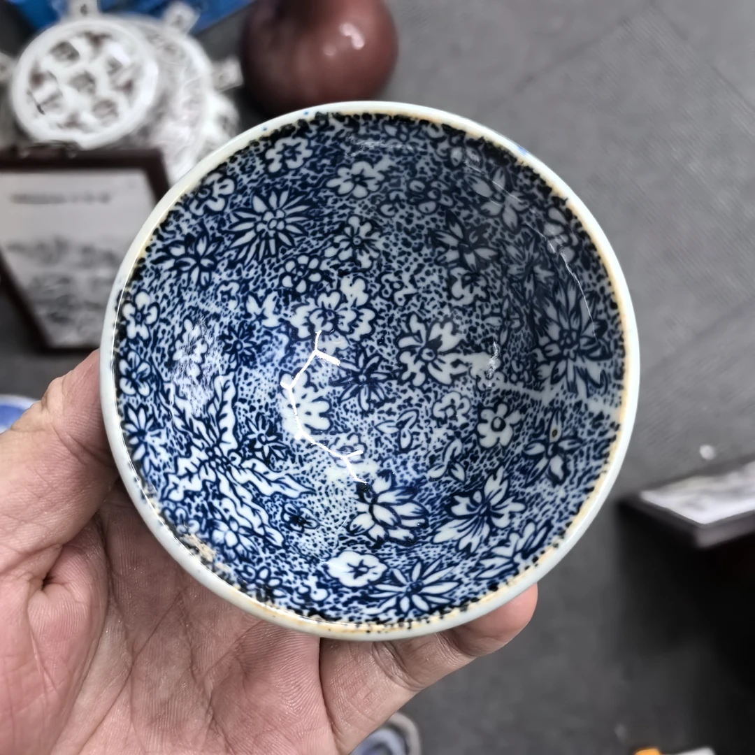 古陶瓷/青花花卉内绘杯LOT1728